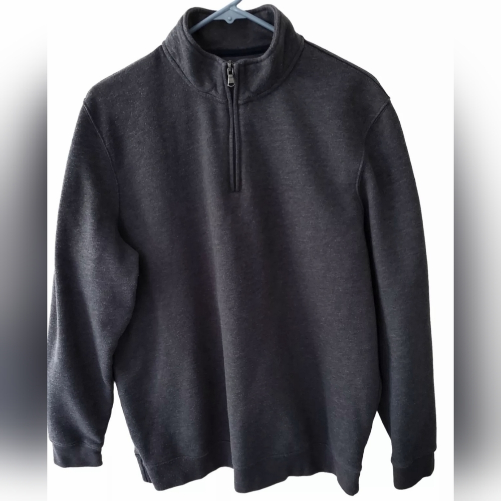 Croft & Barrow Mens Fleece Jacket Size L‎ Gray 1/4 Zip Pullover Outdoor Hiking